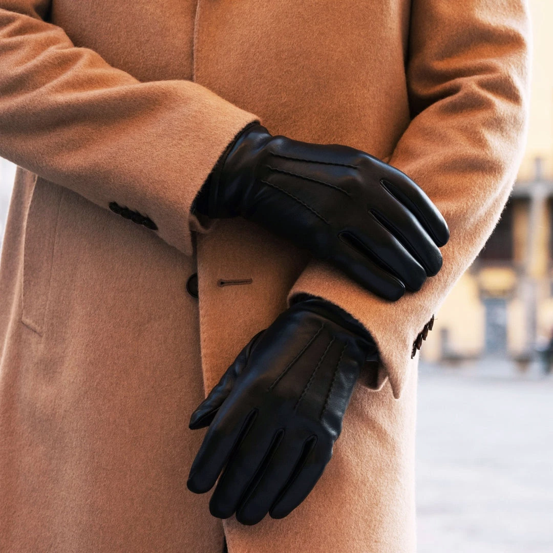 Fratelli Orsini Men's Gloves Alessandro (black) - Lambskin Leather Gloves With Cashmere Lining & Touchscreen 10 Fratelli Orsini Men's Gloves Alessandro (black) - Lambskin Leather Gloves With Cashmere Lining & Touchscreen