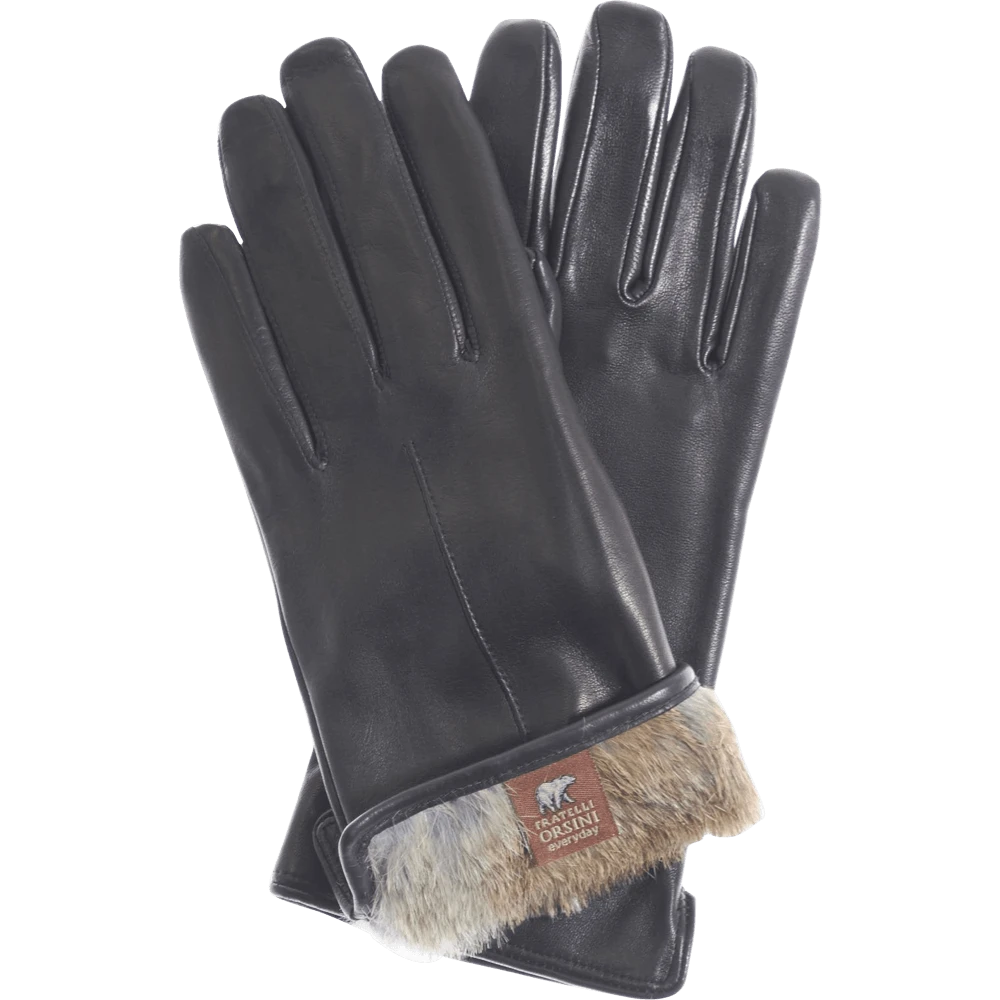 Fratelli Orsini Francesca (black) - Lambskin Leather Gloves With Brown Fur Lining Women's Gloves Fratelli Orsini Francesca (black) - Lambskin Leather Gloves With Brown Fur Lining Women's Gloves
