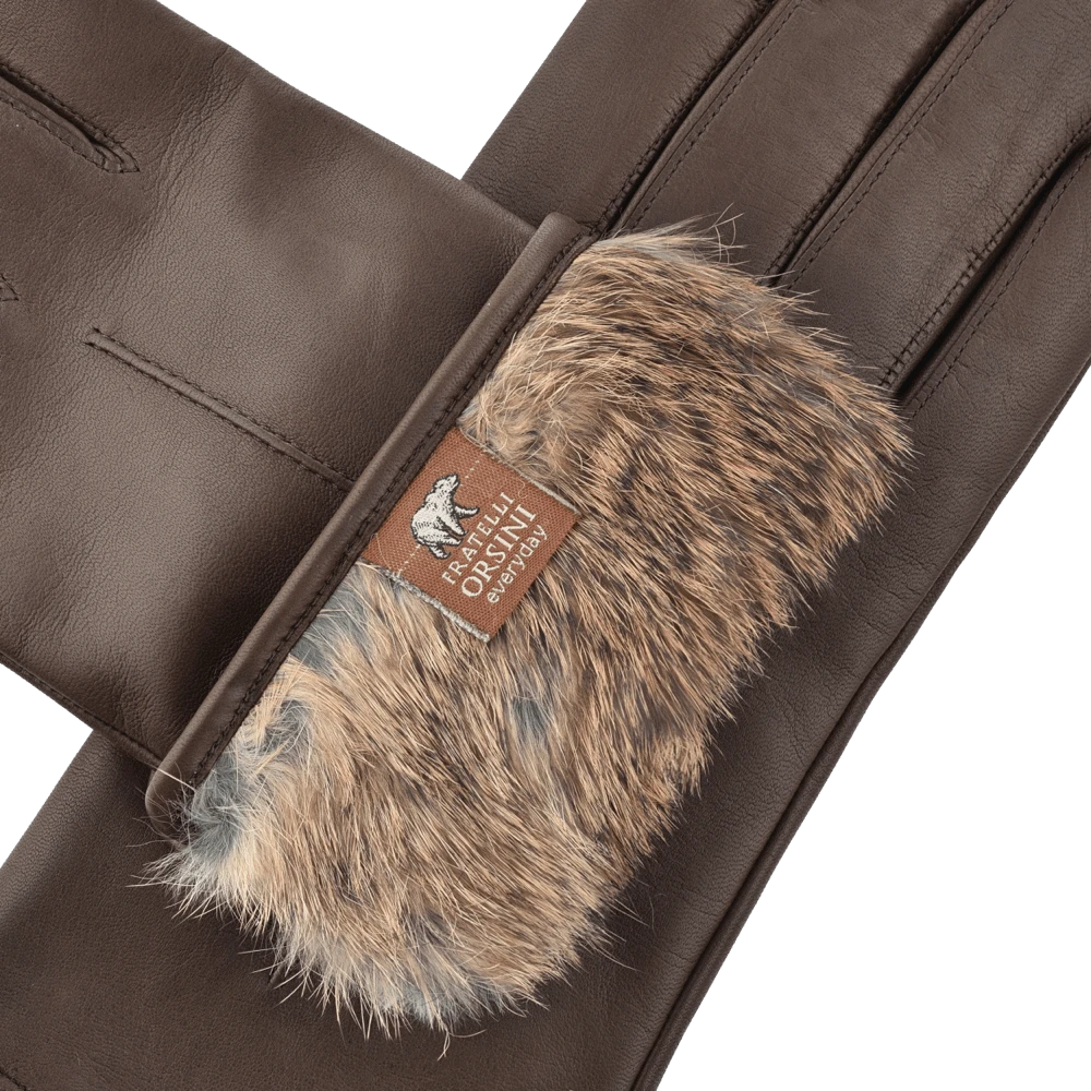 Fratelli Orsini Women's Gloves Francesca (brown) - Lambskin Leather Gloves With Brown Fur Lining Fratelli Orsini Women's Gloves Francesca (brown) - Lambskin Leather Gloves With Brown Fur Lining