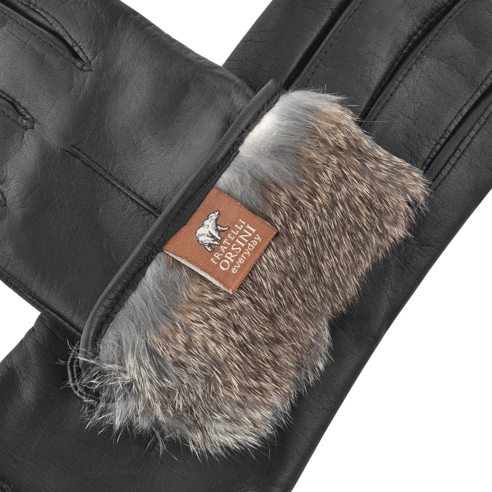 Fratelli Orsini Francesca (black) - Lambskin Leather Gloves With Brown Fur Lining Women's Gloves Fratelli Orsini Francesca (black) - Lambskin Leather Gloves With Brown Fur Lining Women's Gloves