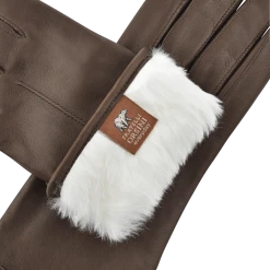 Fratelli Orsini Women's Gloves Francesca (brown) - Lambskin Leather Gloves With White Fur Lining