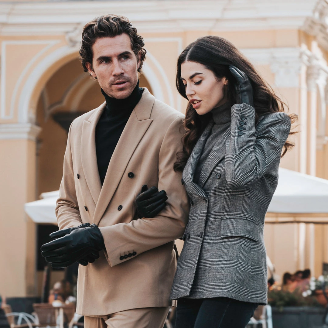 Fratelli Orsini Francesca (black) - Lambskin Leather Gloves With Brown Fur Lining Women's Gloves Fratelli Orsini Francesca (black) - Lambskin Leather Gloves With Brown Fur Lining Women's Gloves