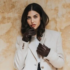 Fratelli Orsini Women's Gloves Francesca (brown) - Lambskin Leather Gloves With Brown Fur Lining 5 Fratelli Orsini Women's Gloves Francesca (brown) - Lambskin Leather Gloves With Brown Fur Lining