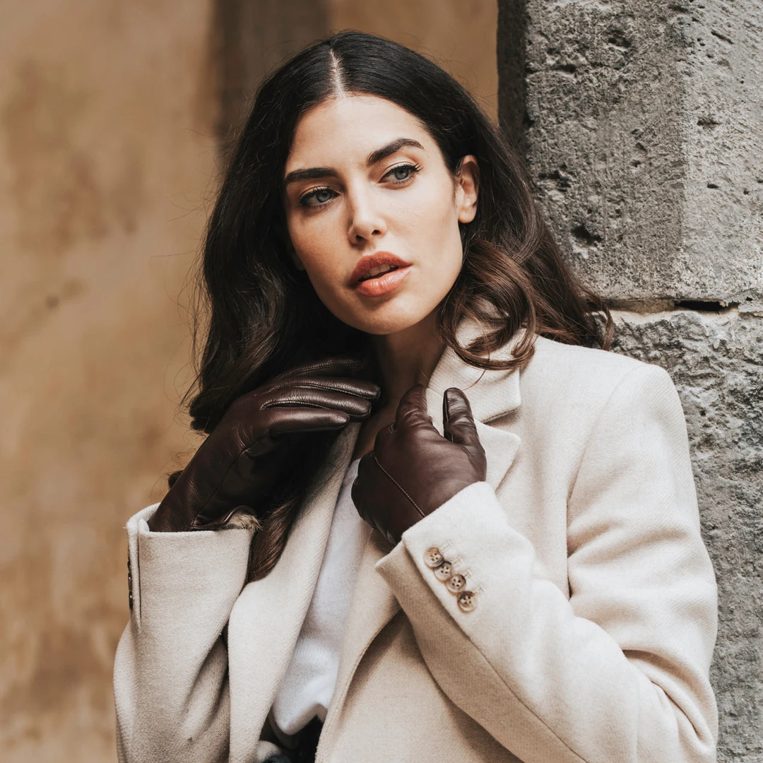 Fratelli Orsini Women's Gloves Francesca (brown) - Lambskin Leather Gloves With Brown Fur Lining Fratelli Orsini Women's Gloves Francesca (brown) - Lambskin Leather Gloves With Brown Fur Lining