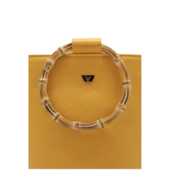 Fratelli Orsini Frida - Calf Leather Women’s Bucket Handbag With Circular Bamboo Handles Leather Bags