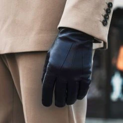 Fratelli Orsini Giovanni (black) - Lambskin Leather Gloves With Cashmere Lining
