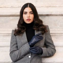 Fratelli Orsini Isabella (navy) - Lambskin Leather Gloves With Cashmere Lining & Touchscreen Women's Gloves 4 Fratelli Orsini Isabella (navy) - Lambskin Leather Gloves With Cashmere Lining & Touchscreen Women's Gloves