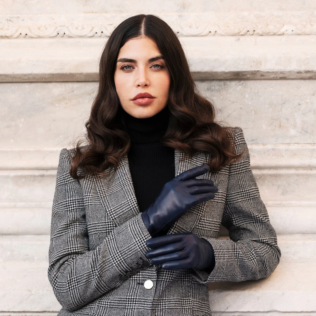 Fratelli Orsini Isabella (navy) - Lambskin Leather Gloves With Cashmere Lining & Touchscreen Women's Gloves Fratelli Orsini Isabella (navy) - Lambskin Leather Gloves With Cashmere Lining & Touchscreen Women's Gloves