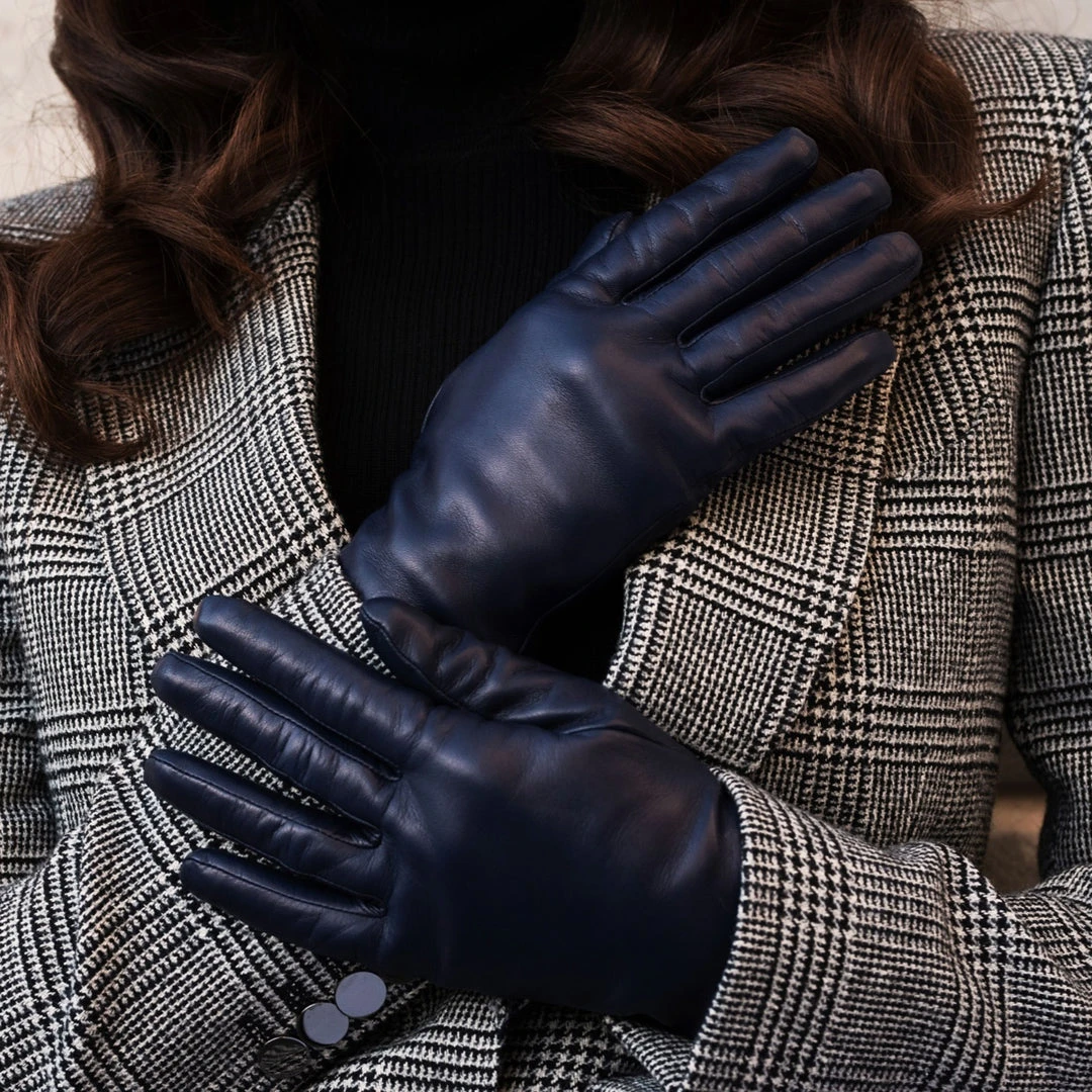 Fratelli Orsini Isabella (navy) - Lambskin Leather Gloves With Cashmere Lining & Touchscreen Women's Gloves Fratelli Orsini Isabella (navy) - Lambskin Leather Gloves With Cashmere Lining & Touchscreen Women's Gloves