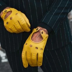 Fratelli Orsini Leonardo (yellow) - American Deerskin Leather Driving Gloves Men's Gloves