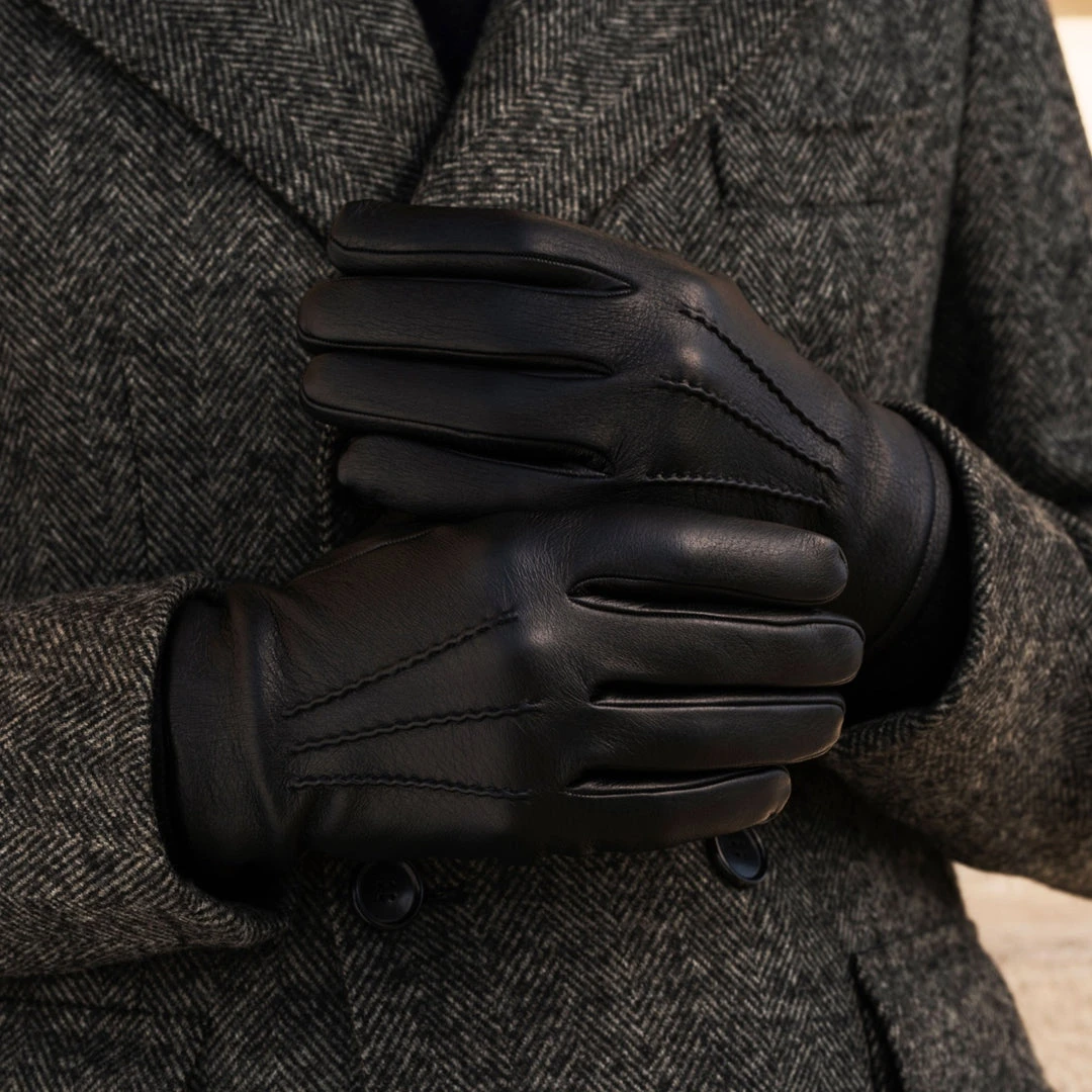 Fratelli Orsini Men's Gloves Lorenzo (black) - American Deerskin Leather Gloves With Cashmere Lining 7 Fratelli Orsini Men's Gloves Lorenzo (black) - American Deerskin Leather Gloves With Cashmere Lining