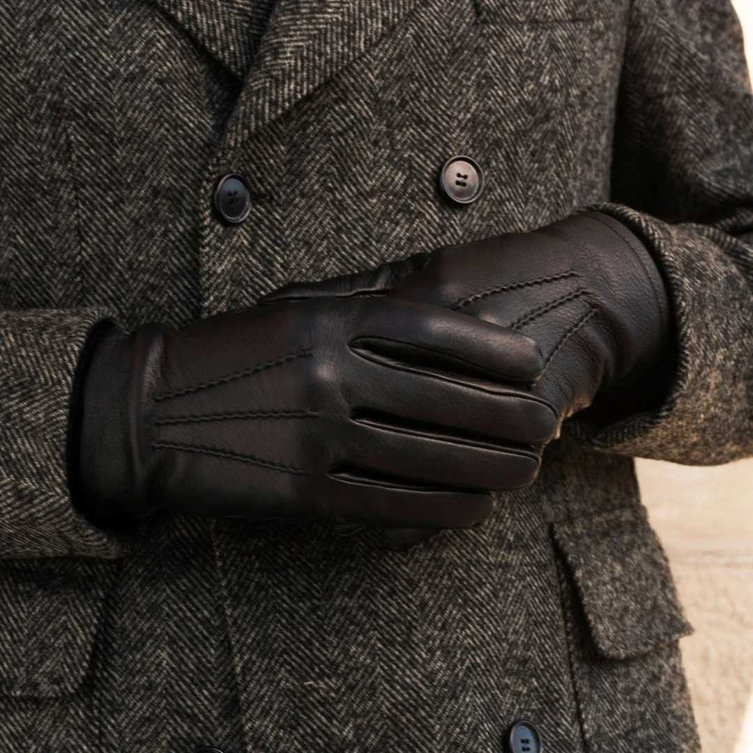 Fratelli Orsini Men's Gloves Lorenzo (black) - American Deerskin Leather Gloves With Cashmere Lining 9 Fratelli Orsini Men's Gloves Lorenzo (black) - American Deerskin Leather Gloves With Cashmere Lining