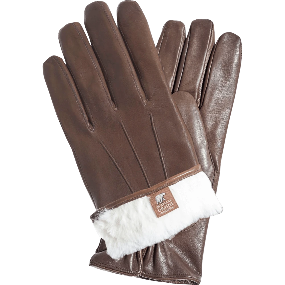Fratelli Orsini Men's Gloves Marco (brown) - Lambskin Leather Gloves With White Fur Lining Fratelli Orsini Men's Gloves Marco (brown) - Lambskin Leather Gloves With White Fur Lining