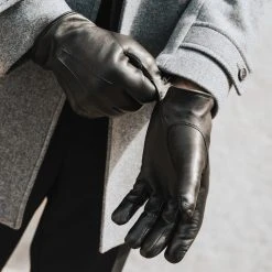 Fratelli Orsini Marco (black) - Lambskin Leather Gloves With White Fur Lining Men's Gloves 7 Fratelli Orsini Marco (black) - Lambskin Leather Gloves With White Fur Lining Men's Gloves