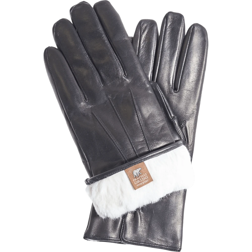 Fratelli Orsini Marco (black) - Lambskin Leather Gloves With White Fur Lining Men's Gloves Fratelli Orsini Marco (black) - Lambskin Leather Gloves With White Fur Lining Men's Gloves