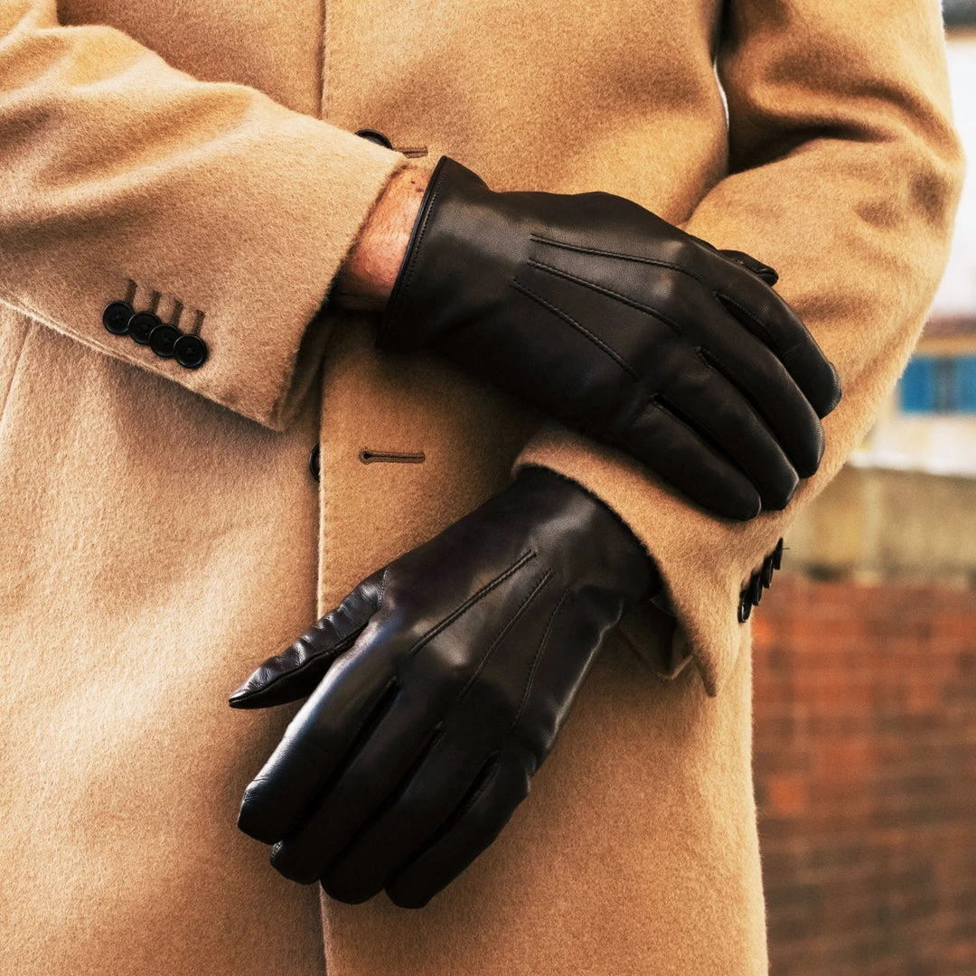 Fratelli Orsini Men's Gloves Marco (brown) - Lambskin Leather Gloves With White Fur Lining Fratelli Orsini Men's Gloves Marco (brown) - Lambskin Leather Gloves With White Fur Lining