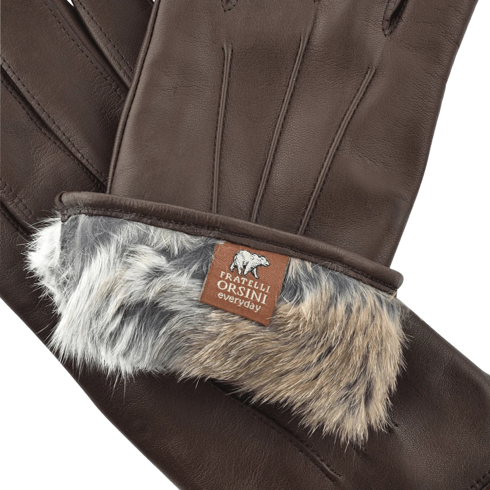 Fratelli Orsini Marco (brown) - Lambskin Leather Gloves With Brown Fur Lining 2 Fratelli Orsini Marco (brown) - Lambskin Leather Gloves With Brown Fur Lining
