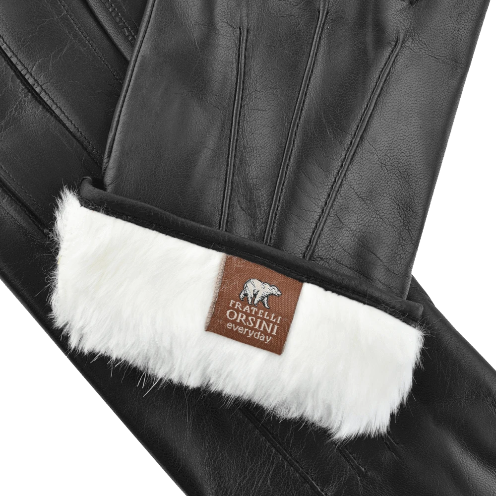 Fratelli Orsini Marco (black) - Lambskin Leather Gloves With White Fur Lining Men's Gloves Fratelli Orsini Marco (black) - Lambskin Leather Gloves With White Fur Lining Men's Gloves