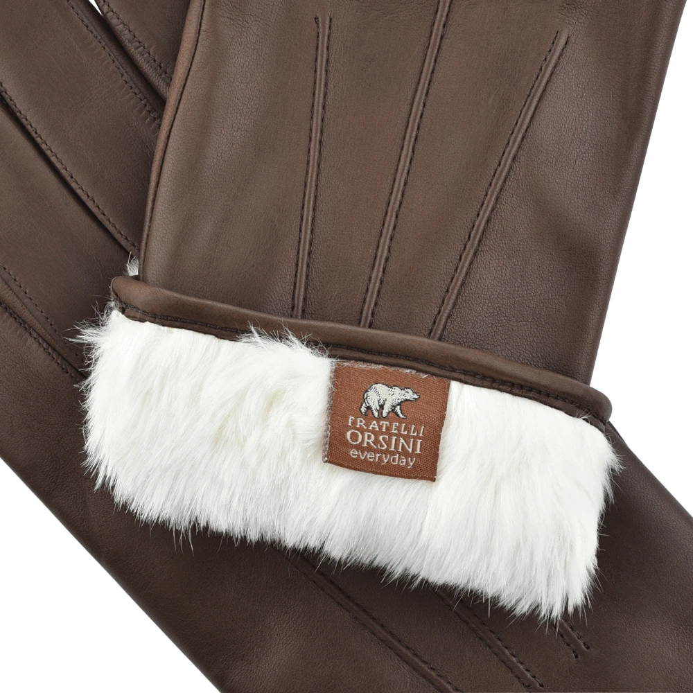 Fratelli Orsini Men's Gloves Marco (brown) - Lambskin Leather Gloves With White Fur Lining Fratelli Orsini Men's Gloves Marco (brown) - Lambskin Leather Gloves With White Fur Lining