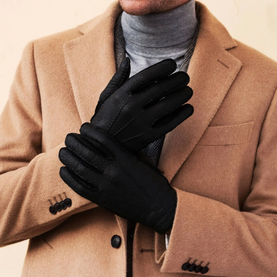 Fratelli Orsini Men's Gloves Antonio (black) - Peccary Leather Gloves With Cashmere Lining 5 Fratelli Orsini Men's Gloves Antonio (black) - Peccary Leather Gloves With Cashmere Lining