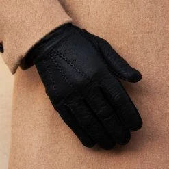 Fratelli Orsini Men's Gloves Antonio (black) - Peccary Leather Gloves With Cashmere Lining 18 Fratelli Orsini Men's Gloves Antonio (black) - Peccary Leather Gloves With Cashmere Lining