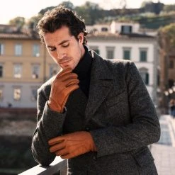 Fratelli Orsini Antonio (brown) - Peccary Leather Gloves With Cashmere Lining Men's Gloves