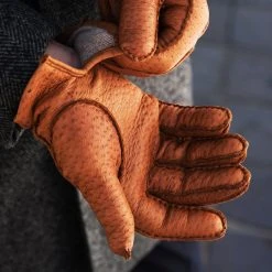 Fratelli Orsini Antonio (brown) - Peccary Leather Gloves With Cashmere Lining Men's Gloves
