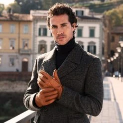 Fratelli Orsini Antonio (brown) - Peccary Leather Gloves With Cashmere Lining Men's Gloves