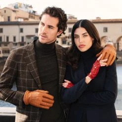 Fratelli Orsini Antonio (brown) - Peccary Leather Gloves With Cashmere Lining Men's Gloves